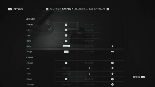Controls screenshot of Alan Wake II video game interface.