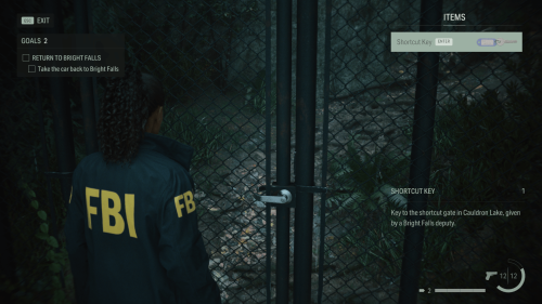 HUD screenshot of Alan Wake II video game interface.