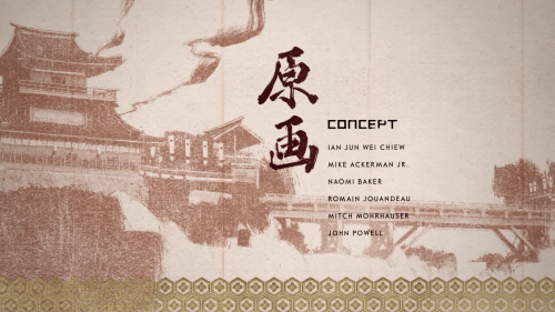 Credits screenshot of Ghost of Tsushima video game interface.