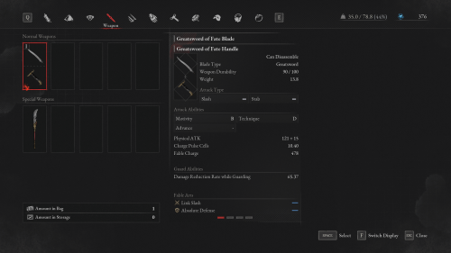 Inventory screenshot of Lies Of P video game interface.