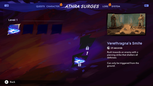 Abilities screenshot of Prince of Persia: The Lost Crown video game interface.