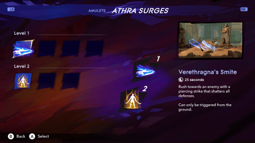 Abilities screenshot of Prince of Persia: The Lost Crown video game interface.