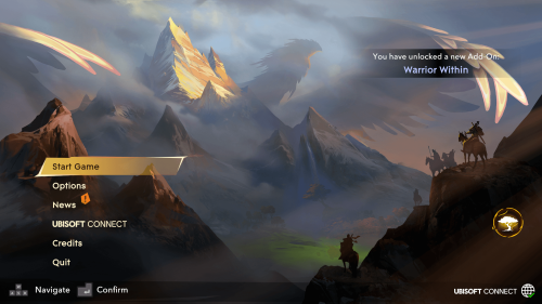 Main Menu screenshot of Prince of Persia: The Lost Crown video game interface.