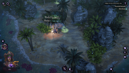 HUD screenshot of Shadow Gambit: The Cursed Crew video game interface.