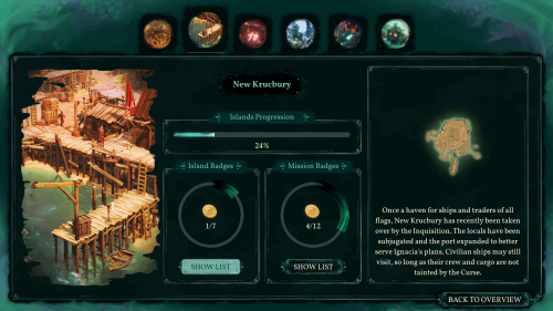 Island screenshot of Shadow Gambit: The Cursed Crew video game interface.