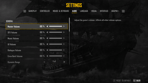 Audio screenshot of Skull and Bones video game interface.