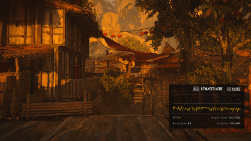 Benchmark screenshot of Skull and Bones video game interface.