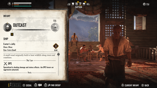Captain screenshot of Skull and Bones video game interface.