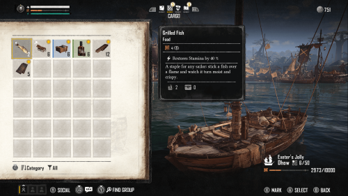 Cargo screenshot of Skull and Bones video game interface.