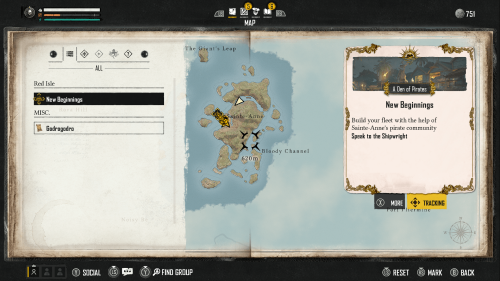 Map screenshot of Skull and Bones video game interface.