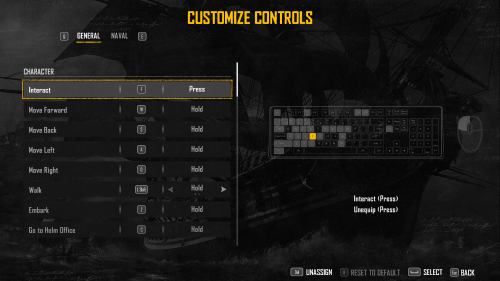 Mouse and Keyboard screenshot of Skull and Bones video game interface.