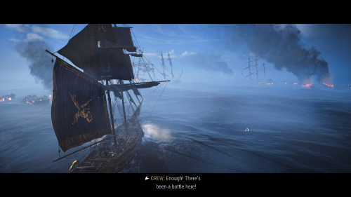 Subtitles screenshot of Skull and Bones video game interface.