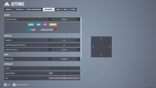 Accessibility screenshot of The Finals video game interface.
