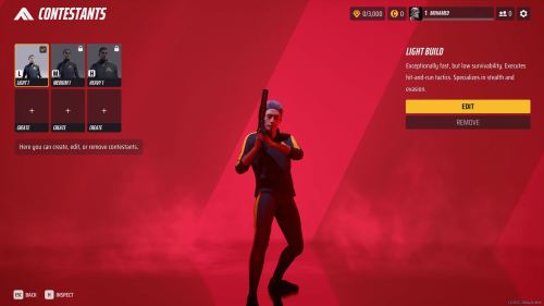 Character Selection screenshot of The Finals video game interface.