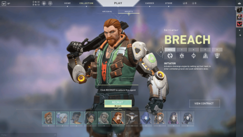Agents screenshot of Valorant video game interface.