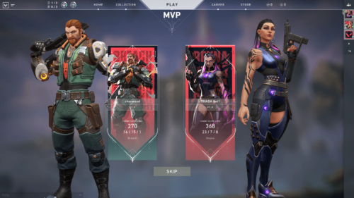 MVP screenshot of Valorant video game interface.